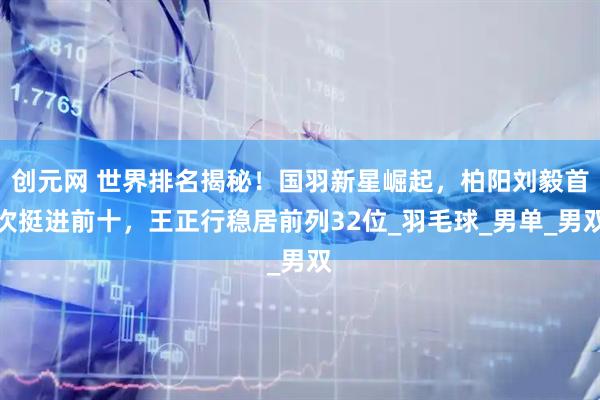 创元网 世界排名揭秘！国羽新星崛起，柏阳刘毅首次挺进前十，王正行稳居前列32位_羽毛球_男单_男双