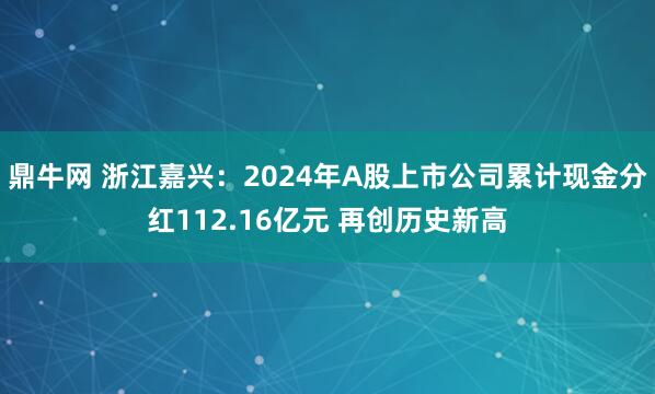鼎牛网 浙江嘉兴：2024年A股上市公司累计现金分红112.16亿元 再创历史新高