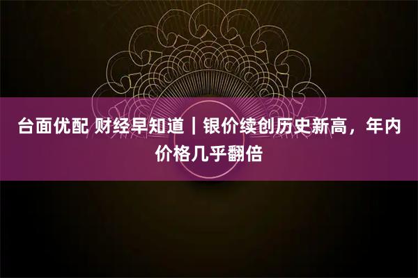 台面优配 财经早知道｜银价续创历史新高，年内价格几乎翻倍