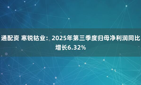 通配资 寒锐钴业：2025年第三季度归母净利润同比增长6.32%